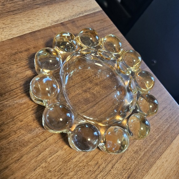 Other - VTG Amber Anchor Hocking Nova Ashtray Glass 5" Bubble Boopie Yellow MCM